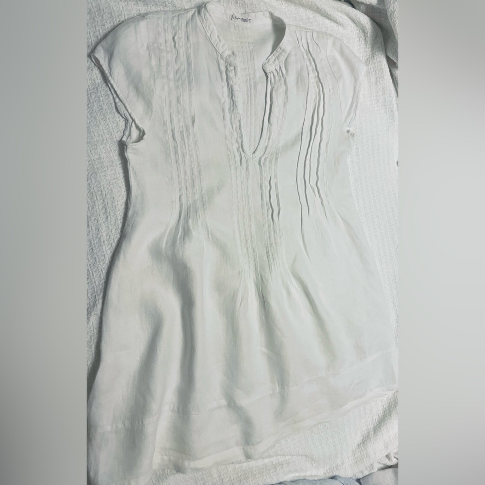 Free People CP Shades Collab White 100% Linen Flowy Boho Dress - Women's Small